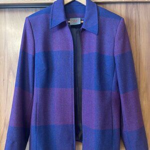 Tweed Jacket, Hand Woven Wool Blazer, Donegal Ireland Purple Blue Tweed Blazer